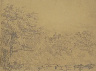 Recto: Landelijk landschap met klooster