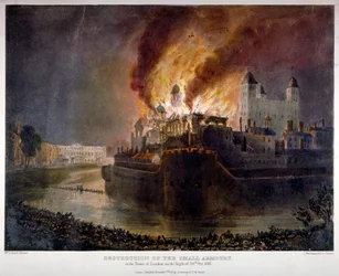 Vernietiging van het Arsenaal in de Tower of London door brand, 30 oktober 1841