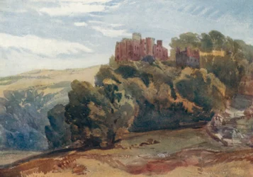 Kasteel Dunster (kleurenlitho)
