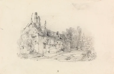 Boerderij met kerk in de verte