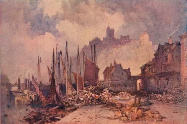 Vismarkt aan de Kade, Folkestone Haven, c1885