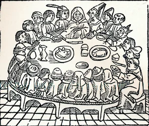 De Canterbury Pelgrims aan een Gedeelde Maaltijd, 1485