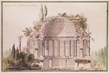 Architectonische tekening voor mausoleum voor Frederik, Prins van Wales