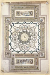 Ontwerp voor het plafond van de bibliotheek in Woburn Abbey