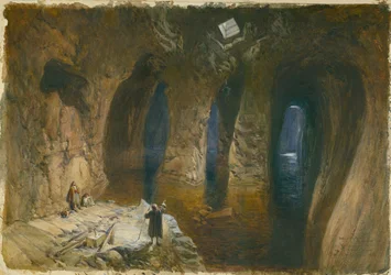 Bahr el Khabeer of de Grote Zee, uit de rots gehouwen waterreservoir onder de locatie van de Tempel van Salomo, 1870