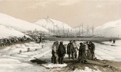 Graven aan het hoofd van de haven in Balaklava
