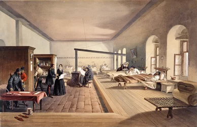 Een van de zalen van het ziekenhuis in Scutari, uit 
