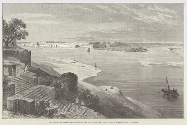 Het Fort van Allahabad, en de Samenkomst van de Jumna met de Ganges