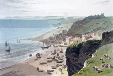 Hastings, vanaf de East Cliff, 1823