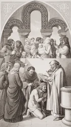 De doop van koning Ethelbert (ca. 552-616) van Kent door St. Augustinus in Canterbury in 597, uit 