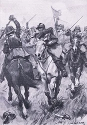 Het cavaleriegevecht bij Dunbar 3 september 1650, illustratie uit Britse gevechten op land en zee, 1915