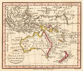 Australië en Nieuw-Zeeland. Nieuw-Holland. Kaart.