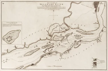 De loop van de Delaware River van Philadelphia naar Chester, Noord-Amerika
