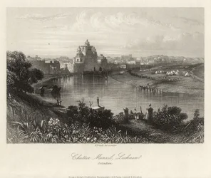 Algemeen zicht, aan de overkant van de Gomati, Chuttur Munzil, Lucknow.