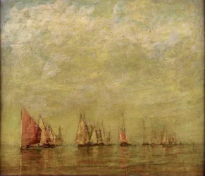 Venetiaanse boten die weerspiegelen in de kalme zee