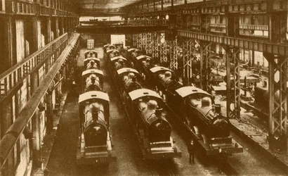Locomotieven klaar voor verzending overzee, ca. 1930