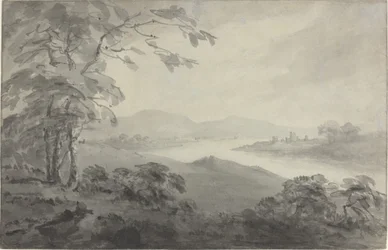 Rivierlandschap met Ruïnes
