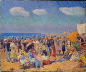 Mensenmassa aan de kust