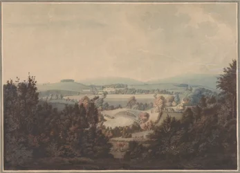 Landschap met Rivier en een Brug