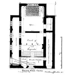 Een plan van Guildhall Chapel, King Street, Cheapside, Londen