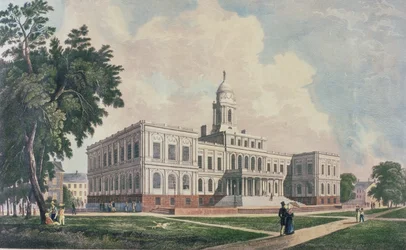 Stadhuis, gegraveerd, gedrukt en ingekleurd door I. Hill, 1826