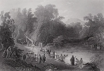 De rivier de Jordaan, Griekse badplaats