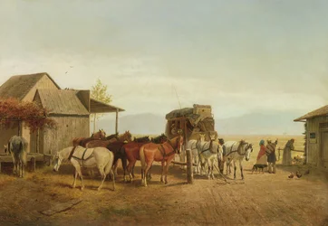 California Stagecoach Halt, 1875