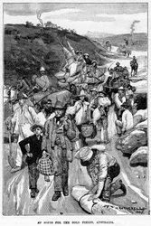 Onderweg naar de goudvelden, Australië, 1887