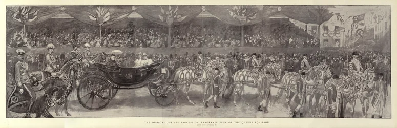 De Diamanten Jubileum Processie, Panoramisch uitzicht op de Uitrusting van de Koningin