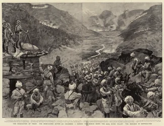 De evacuatie van Tirah, de achterhoedeactie op 13 december tijdens de mars door de Bara River Valley, de bagage in moeilijkheden