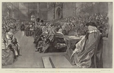 Berecht door zijn Gelijken, Algemeen overzicht van de Koninklijke Galerij in het Hogerhuis tijdens het Proces van Graaf Russell voor Bigamie