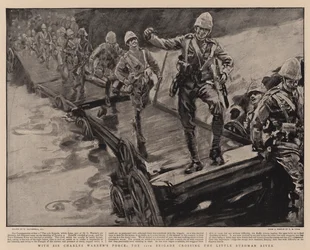 Met de troepen van Sir Charles Warren, de 11e brigade steekt de Little Bushman River over