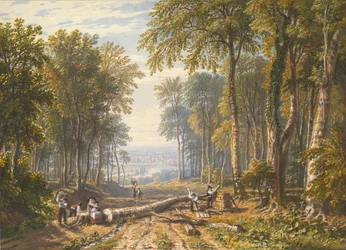 Houthakkers bij Park Place, Henley, de Rivier de Theems op de Achtergrond, ca. 1826