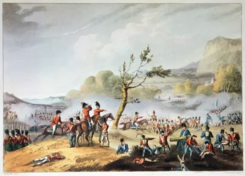 Slag bij Maida, 4 juli 1806, gegraveerd door Thomas Sutherland