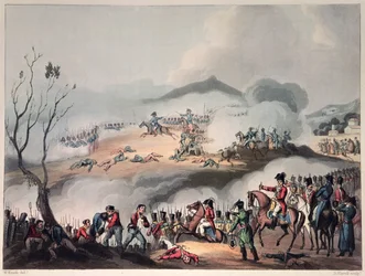 Slag bij Orthes, 27 februari 1814, gegraveerd door Daniel Havell