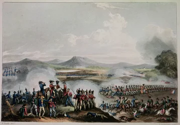 Slag bij Talavera, 28 juli 1809, gegraveerd door Thomas Sutherland (geb. ca. 1785)