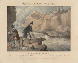 [Set van vier] Sport op de Schotse eilanden: nr. III. Zalmvissen