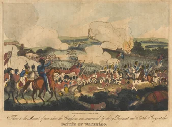 Gevangen op het moment dat de Cuirassiers werden omsingeld door het 79e Regiment en de Scotch Greys bij de Slag bij Waterloo, 18 juni 1815, gegraveerd door Romney en uitgegeven door Richard Evans, 1816