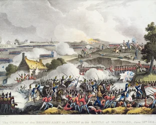 Het Centrum van het Britse leger in Actie in de Slag bij Waterloo, 18 juni 1815
