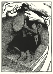 Een genie met angstaanjagend uiterlijk rees uit de aarde