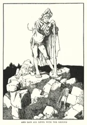 En legde alles gelijk met de grond (litho)