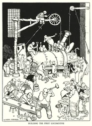 Illustratie voor Railway Ribaldry door W Heath Robinson