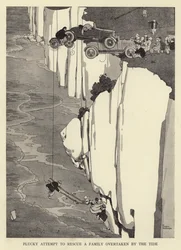 Dappere poging om een gezin te redden dat door het tij werd ingehaald