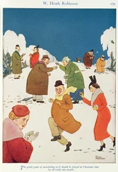 De zachte kunst van sneeuwballen zoals het gespeeld moet worden met Kerstmis door alle echt aardige mensen