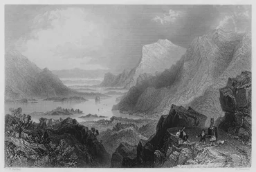 Toegang tot Killarney vanaf de Kenmare Road (gravure)