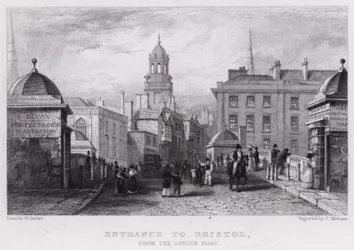 Ingang naar Bristol, vanaf de London Road (gravure)