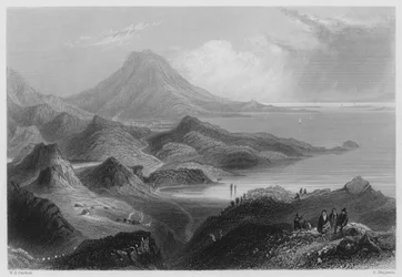 Lough Conn en Mount Nephin (gravure)