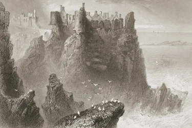 Kasteel Dunluce, County Antrim, Noord-Ierland, uit 