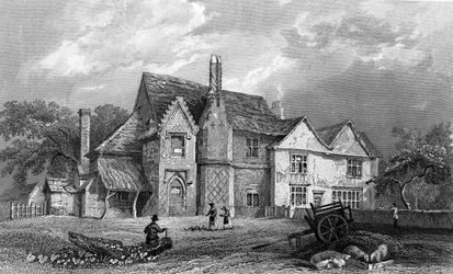 Little Warley Hall, Essex, gegraveerd door Henry Adlard, 1833 (gravure)