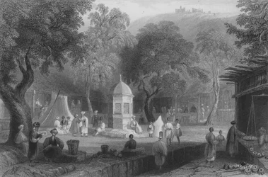 Marktscène en fontein, Antiochië